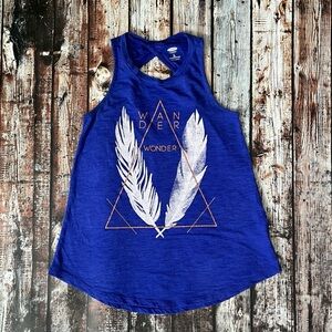 Old Navy Blue "Wander Wonder" Twist Back Tank ~ M (8)